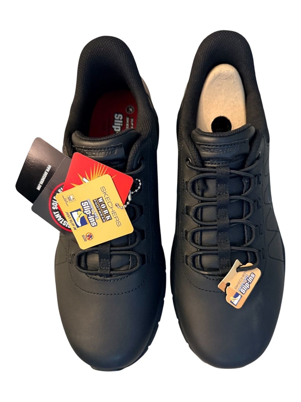 Skechers slip on Work Sneakers with Slip-Resistant Outsole wide fit hands free